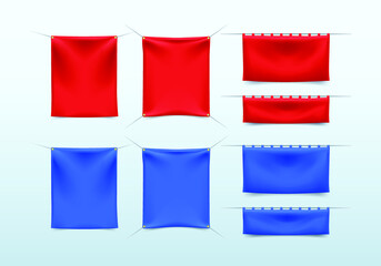 Textile Advertising Banners with Folds Template Set . Isolated Vector illustration