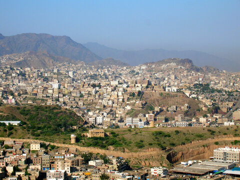 View on Taiz, the third largest city of Yemen