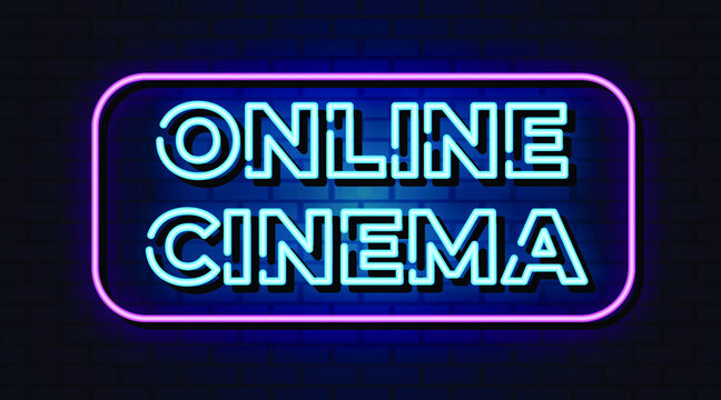 Online cinema neon sign