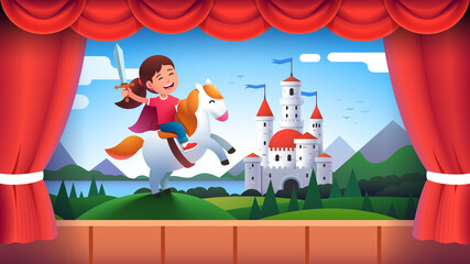 Girl kid actor role of medieval castle knight