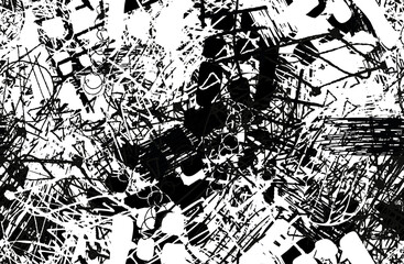 Black and white abstract background. The monochrome pattern is seamless. Chaotic grunge texture