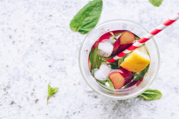 Summer refreshing drink with rhubarb
