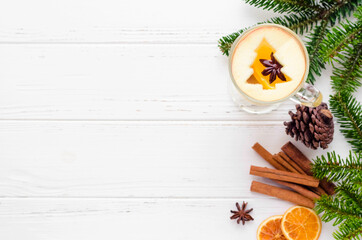 Hot christmas mulled wine or gluhwein with spices
