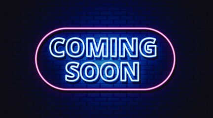 Coming Soon  Neon Sign Style Text Vector