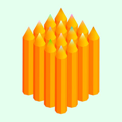 Vertical isometric crayons / colored pencils