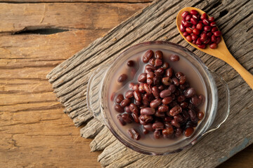 Red Beans Sweet Soup.Boiled bean in Syrup (Thai Dessert).Top view