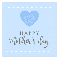 Blue color hand drawn jasmine flower greeting card for mom, mother's day concept.