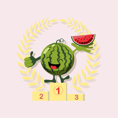 Happy watermelon winner. Watermelon day. Always first place.