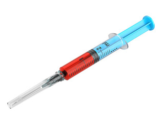 Disposable syringe with needle.