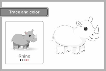 Drawing worksheet Trace and colour : Rhino