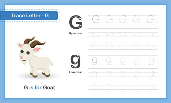 Trace Letter-G : A-Z Animal, Hand Writing Practice Book