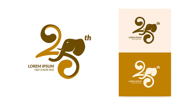 25 anniversary celebration logotype with elephant head