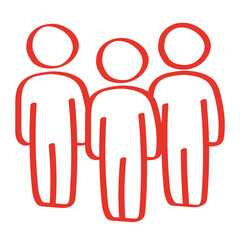 Handgezeichnete Menschengruppe in rot