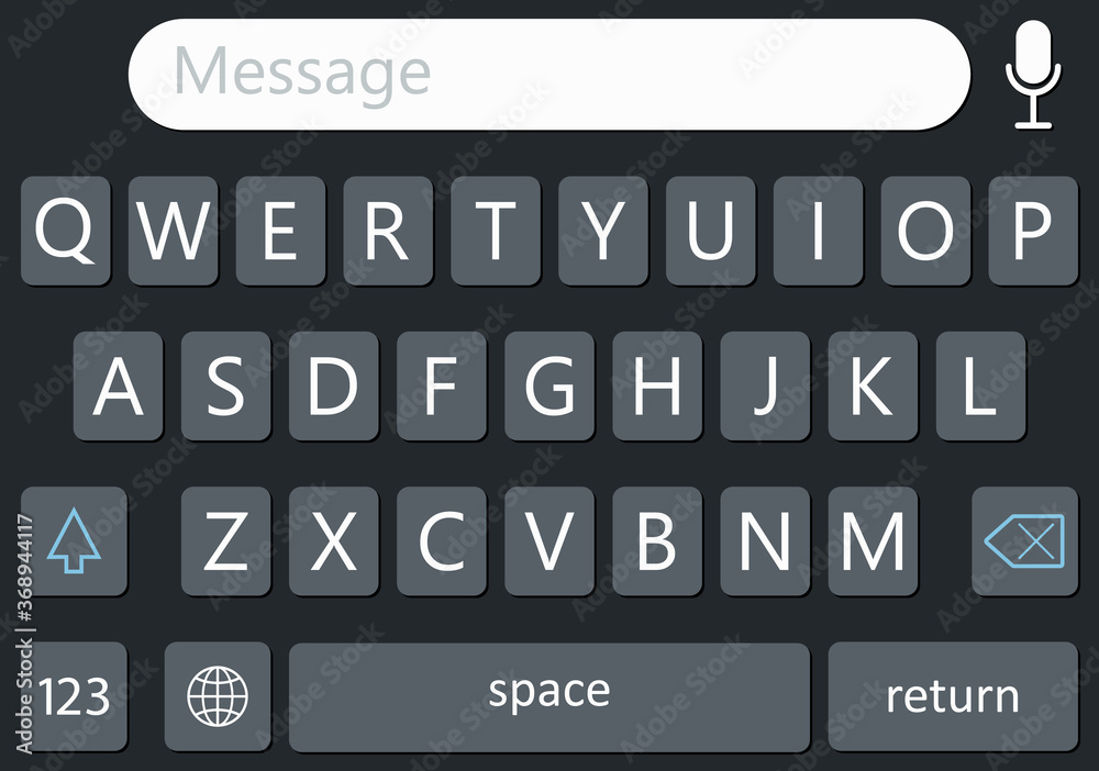 Poster keyboard of smartphone. keypad for ui of mobile. interface on digital touch screen of phone. keys or