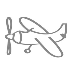 Handgezeichnetes Propeller-Flugzeug in grau