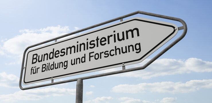 Pfeilwegweiser mit der Beschriftung Bundesministerium f&uuml;r Bildung und Forschung
