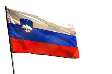 Fluttering Slovenia flag on clear white background isolated.