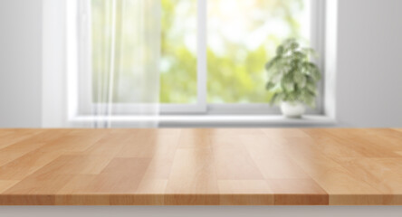 Fototapeta na wymiar 3D blank kitchen environment with a big window