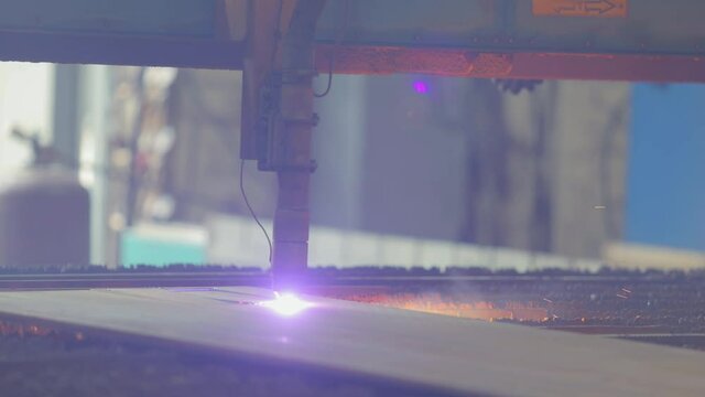 Gas cutting, cnc cutting work. Automatic machine for cutting metal parts