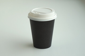 disposable black and white plastic hot drink cup