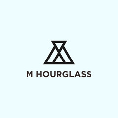 M hourglass logo silhouette vector icon