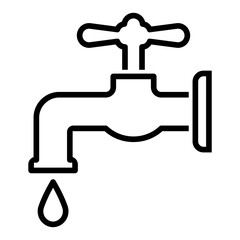 gz859 GrafikZeichnung - english: faucet line icon. - simple outline sign - open water faucet. - square xxl g9836