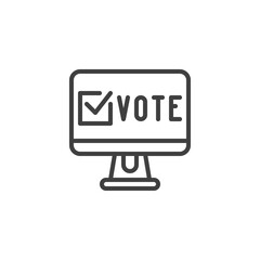 Online vote confirm line icon. linear style sign for mobile concept and web design. Online election vote outline vector icon. Symbol, logo illustration. Vector graphics
