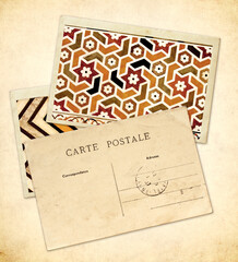 Vintage background with post cards