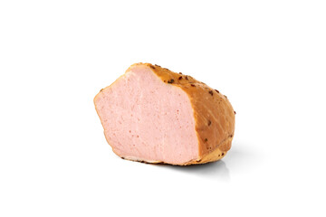 Smoked pork meat isolated on white background.