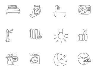 smart house doodles isolated on white. smart house icon set for web design, user interface, mobile apps and print