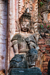 Ruins of ancient stupas of Shwe Indein Pagoda Inle Lake, Shan State, Myanmar