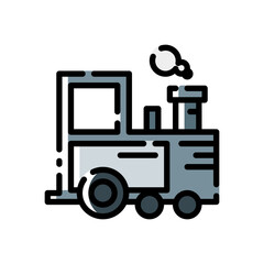 filled line style icon of train isolated on white background. EPS 10