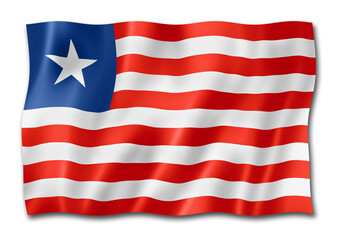 Liberian flag isolated on white