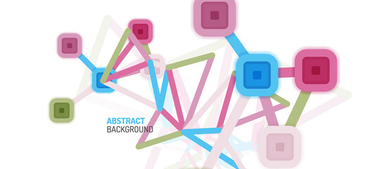 Abstract square dot connections, flat style multicolored geometric background for Wallpaper, Banner, Background, Card, Book Illustration, landing page or poster design