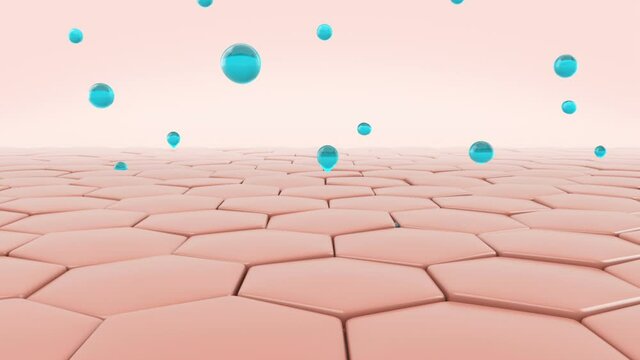 Healthy skin turns into dry skin.Water evaporates from the skin.Water droplets floating. skin care concept.3d render
