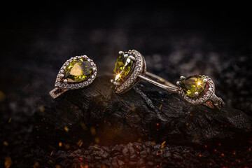 Ring and earring with gems