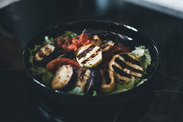 a plate of grilled vegetables
