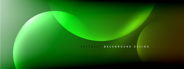 Vector abstract background liquid bubble circles on fluid gradient with shadows and light effects. Shiny design templates for text