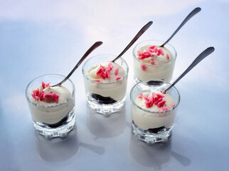 Summer dessert made from broken meringue, cream and strawberries.