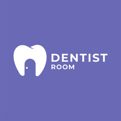 tooth and door logo concept with negative space.