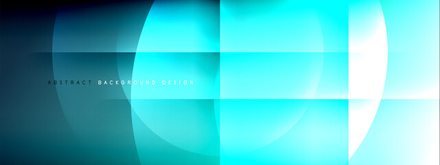 Vector abstract background - circle and cross on fluid gradient with shadows and light effects. Techno or business shiny design templates for text