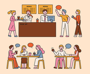 Customers who order at coffee shops and chatter.