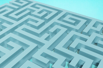 a maze surrounded by walls. 3D rendering.