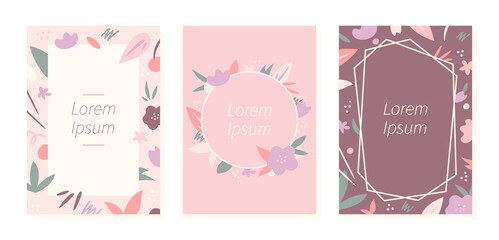 Card template with floral and leaves decoration pattern.