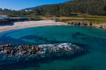 Aerial view of Burela,s beach  in Galicia