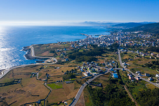 Aerial view of Burela town in Galicia