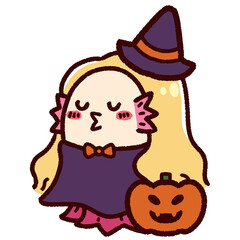 ハロウィンの仮装をするアマビエ