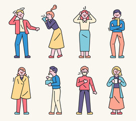 Various symptoms of people with colds.
