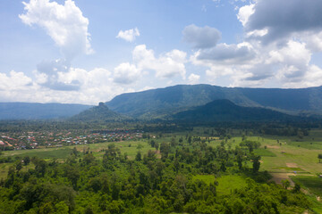Fototapeta na wymiar Arial view of rock mountain in with cloudy sky