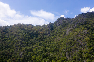 Arial view of rock mountain in with cloudy sky